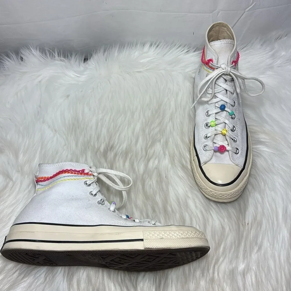 Converse Chuck Taylor 70 Women's White Canvas Egret‎ High Tops Sz 7.5 - Picture 2 of 9